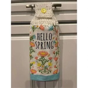 Crochet Top Kitchen Towel- Hello Spring